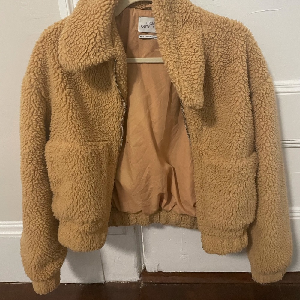 cropped teddy jacket
